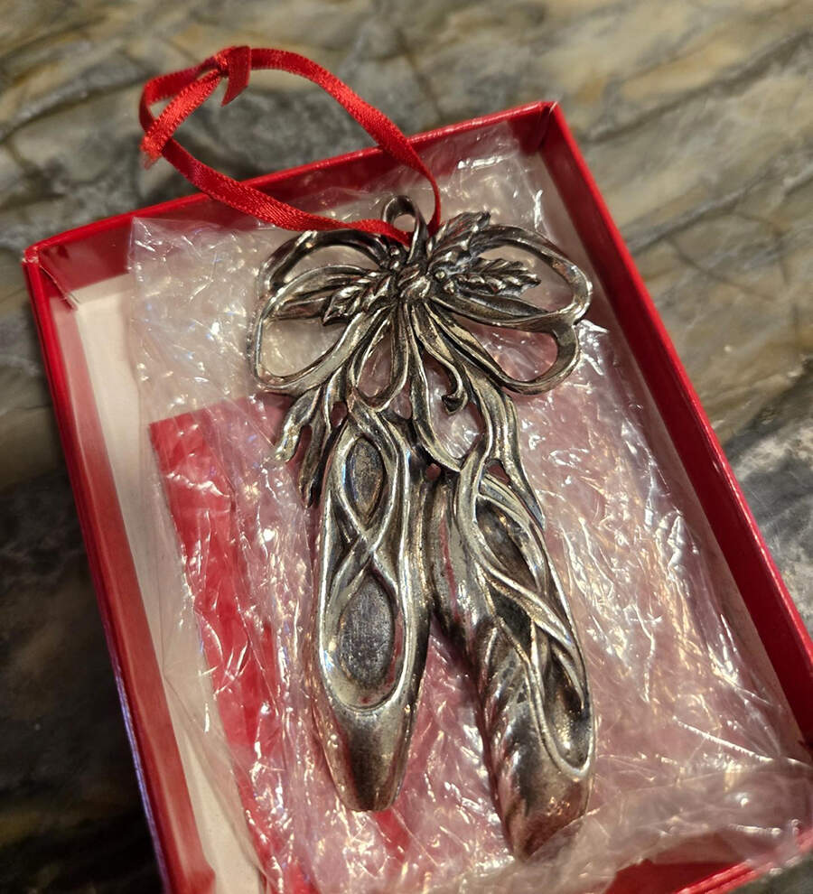 Christmas in the Country Ballet Slippers - Boxed by Gorham Silver-1