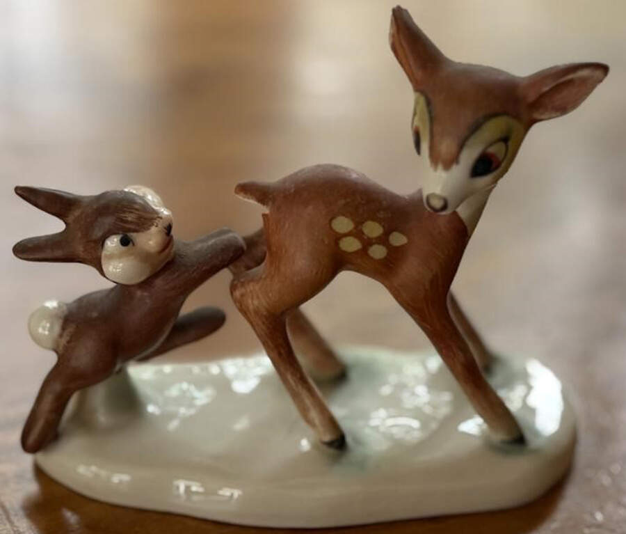 Walt Disney Figurines Bambi With Thumper Jumping - No Box by Goebel-1