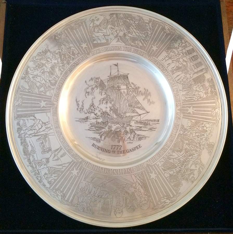 Bicentennial Plate-Sterling 1772 Burning Of The Gaspee - No Box by Gorham Silver-1