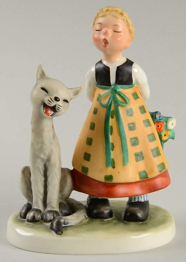 Hahn Figurines Girl Singing With Cat - Boxed by Goebel-1