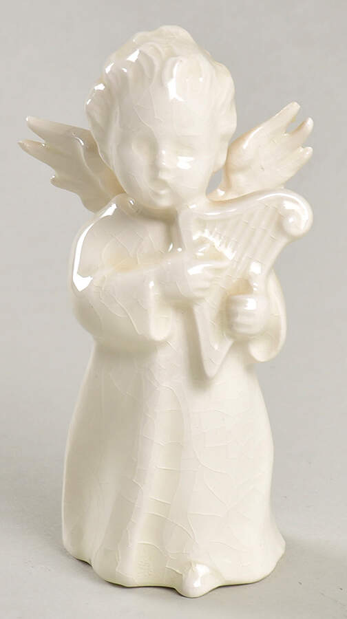 All White Figurines Angel With Harp-Glossy - Boxed by Goebel-1