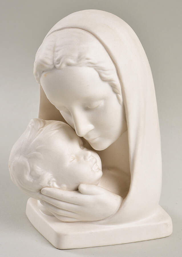 All White Figurines Madonna With Child Bust-Matte - No Box by Goebel-1
