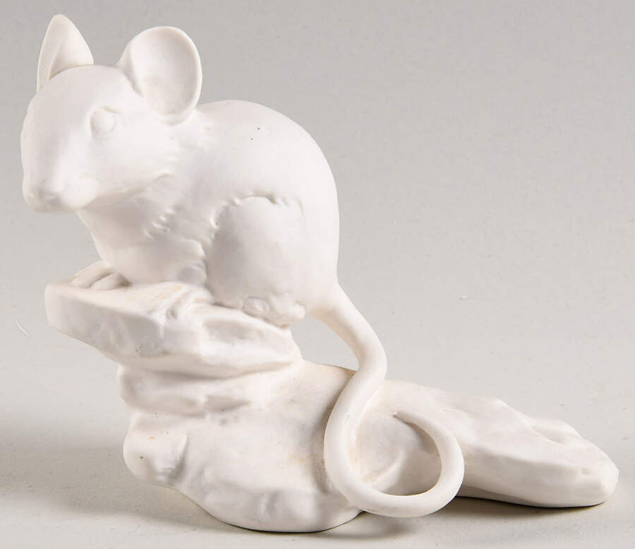 All White Figurines Mouse On Rock-Matte - No Box by Goebel-1