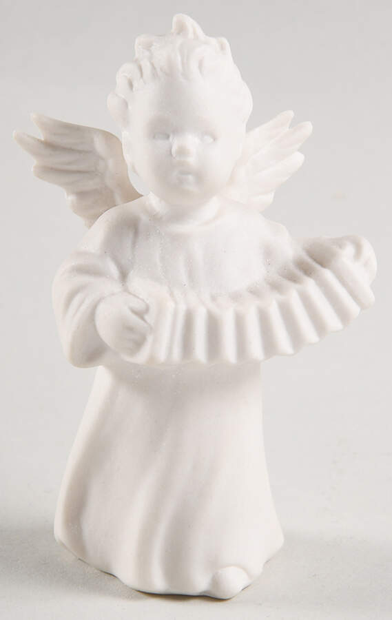 All White Figurines Angel With Accordian-Matte - Boxed by Goebel-1