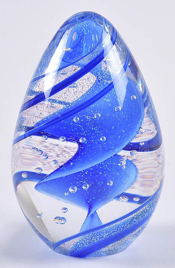 Egg Paperweights Blue Carousel - No Box by Glass Eye Studio-1