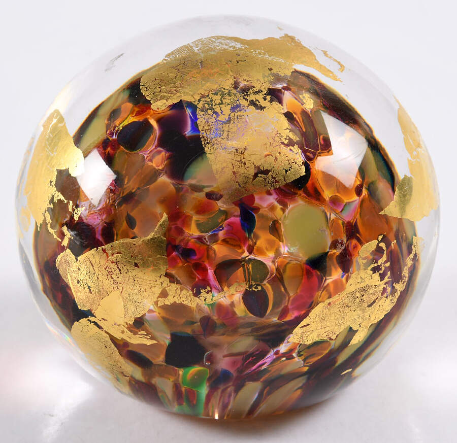 Art Glass Paperweights Multi Color With Gold - With Box by Gandelman Glass-1