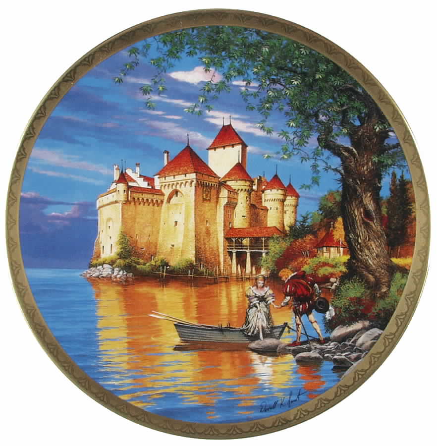 Romantic Castles Of Europe Swiss Isle Fortress - Boxed by Hamilton Collection-1