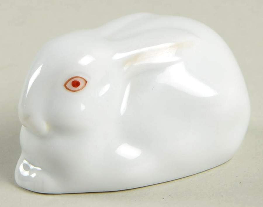 Rabbits & Bunnies (Single) Sitting Bunny-Natural/White - No Box by Herend-1
