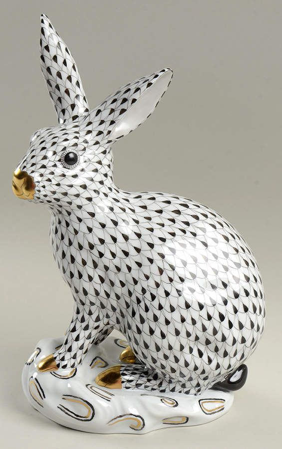 Rabbits & Bunnies (Single) Rabbit-Black - No Box by Herend-1