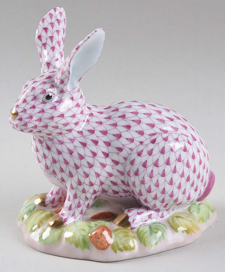 Rabbits & Bunnies (Single) Berry Bunny-Raspberry - No Box by Herend-1