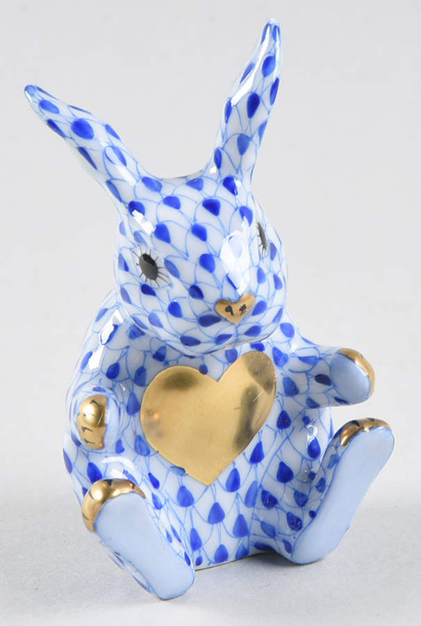 Rabbits-Bunnies (Holidays-Seasonal) Sweetheart Bunny-Sapphire - No Box by Herend-1
