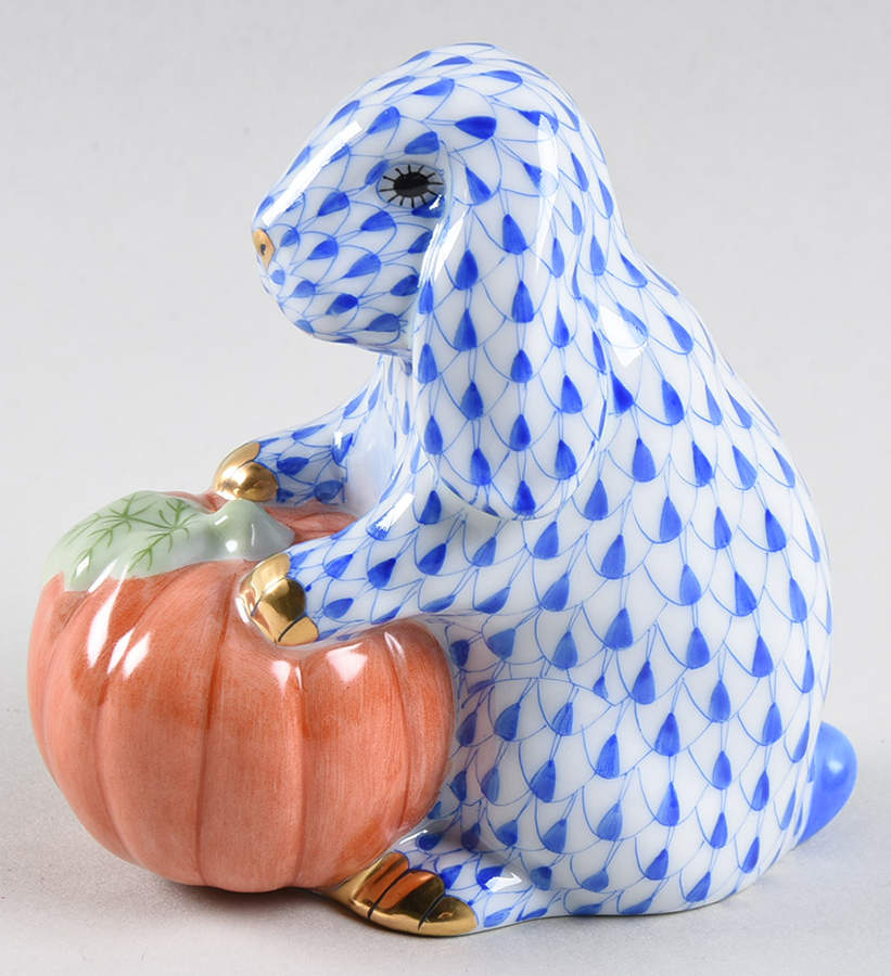 Rabbits-Bunnies (Holidays-Seasonal) Autumn Bunny-Sapphire - No Box by Herend-1