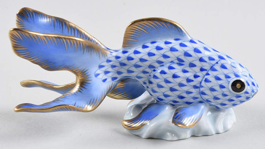 Fish Fantail Goldfish-Sapphire - No Box by Herend-1