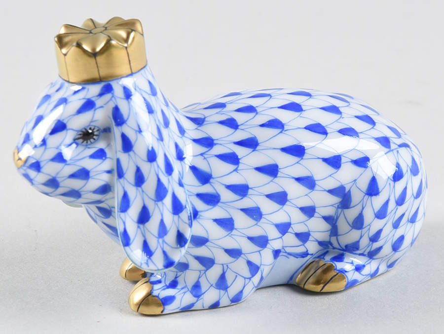 Rabbits & Bunnies (Single) Royal Bunny-Sapphire - No Box by Herend-1