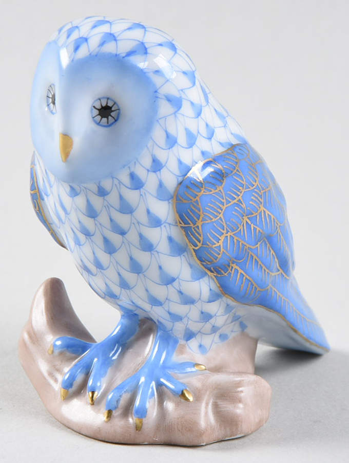 Birds of Prey Barn Owl-Blue - No Box by Herend-1