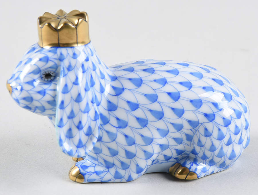 Rabbits & Bunnies (Single) Royal Bunny-Blue - No Box by Herend-1