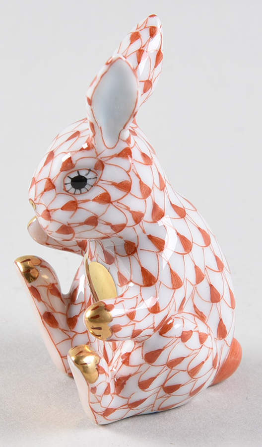 Rabbits-Bunnies (Holidays-Seasonal) Sweetheart Bunny-Rust - No Box by Herend-1