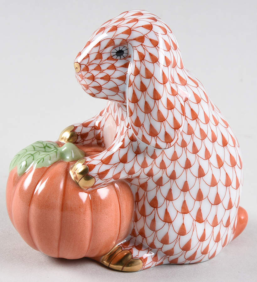 Rabbits-Bunnies (Holidays-Seasonal) Autumn Bunny-Rust - No Box by Herend-1