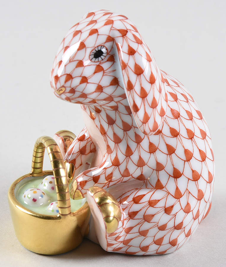 Rabbits-Bunnies (Holidays-Seasonal) Eggstravagant Rabbit-Rust - No Box by Herend-1