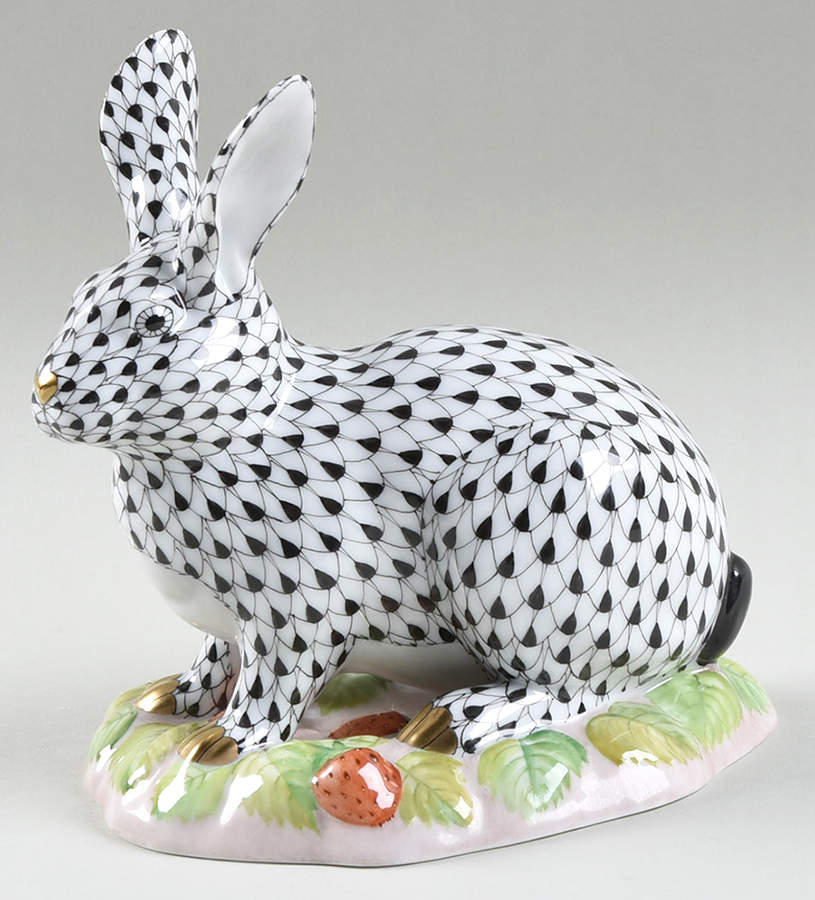 Rabbits & Bunnies (Single) Berry Bunny-Black - No Box by Herend-1