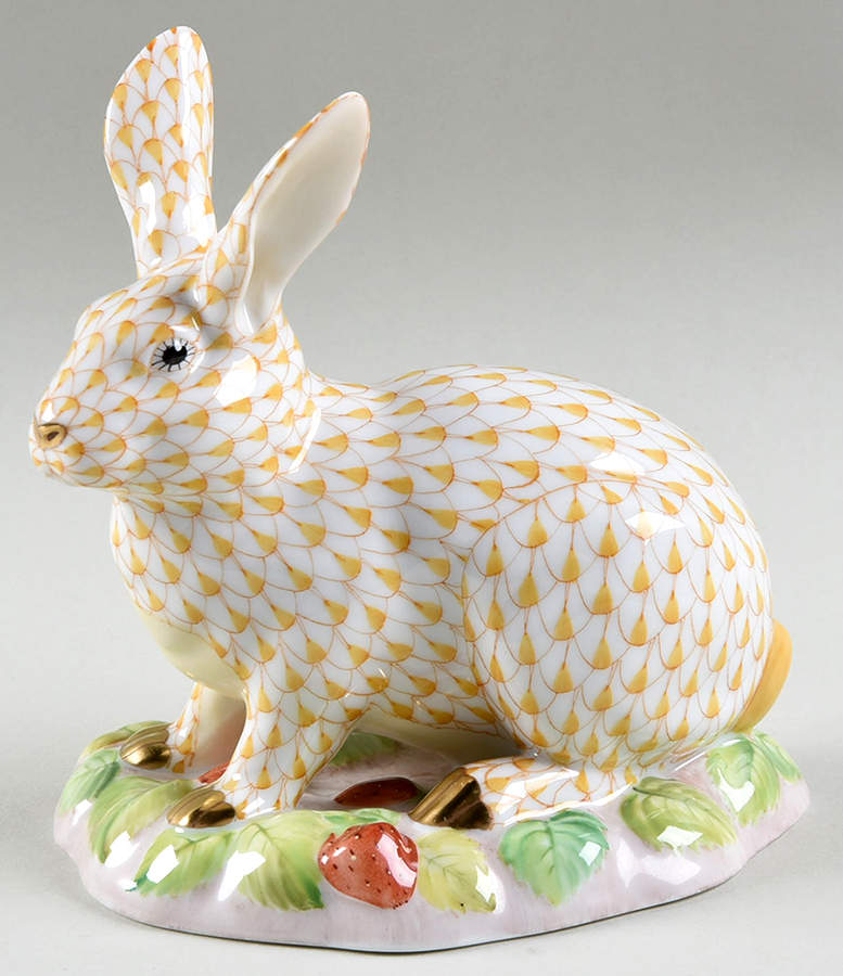 Rabbits & Bunnies (Single) Berry Bunny-Butterscotch - No Box by Herend-1