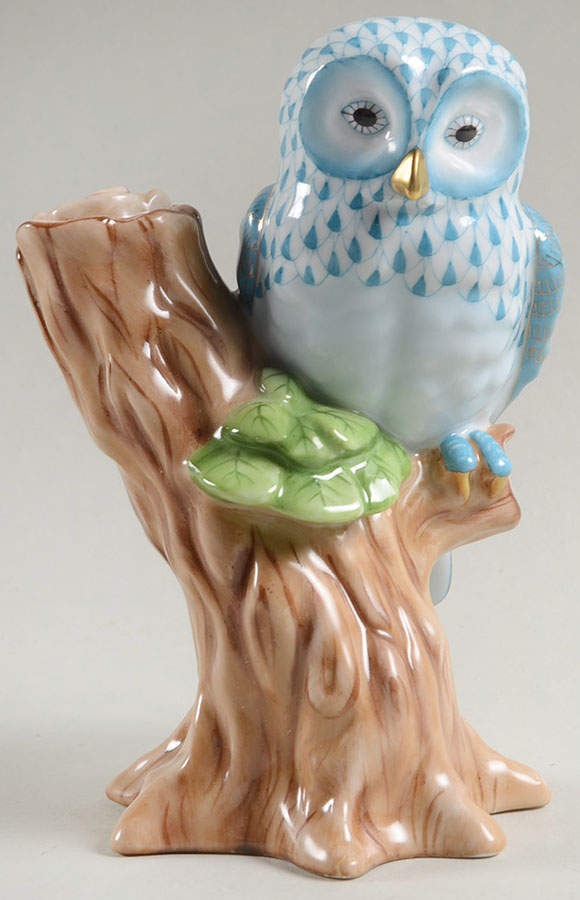 Birds of Prey Night Owl-Turquoise - No Box by Herend-1