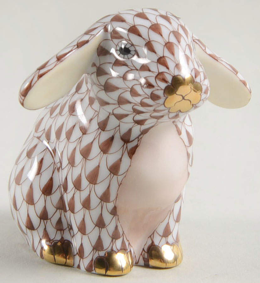 Rabbits & Bunnies (Single) Sitting Lop Ear Bunny-Chocolate - No Box by Herend-1