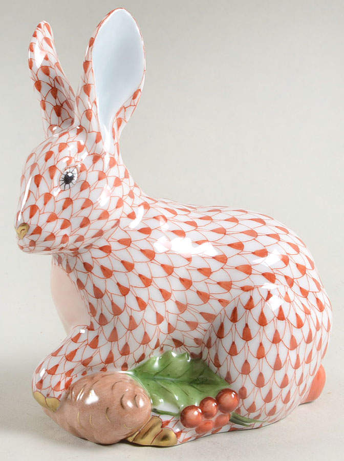 Rabbits-Bunnies (Holidays-Seasonal) Winter Bunny-Rust - No Box by Herend-1
