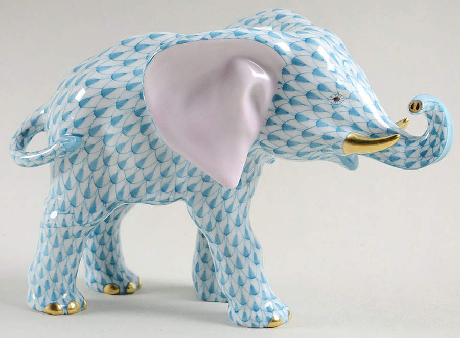 Elephants Roaming Elephant-Turquoise - No Box by Herend-1