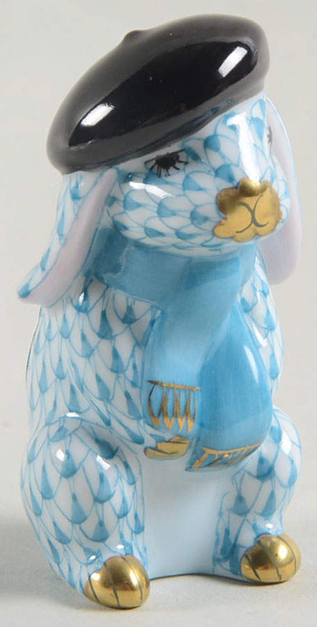 Rabbits & Bunnies (Single) Beret Bunny-Turquoise - No Box by Herend-1