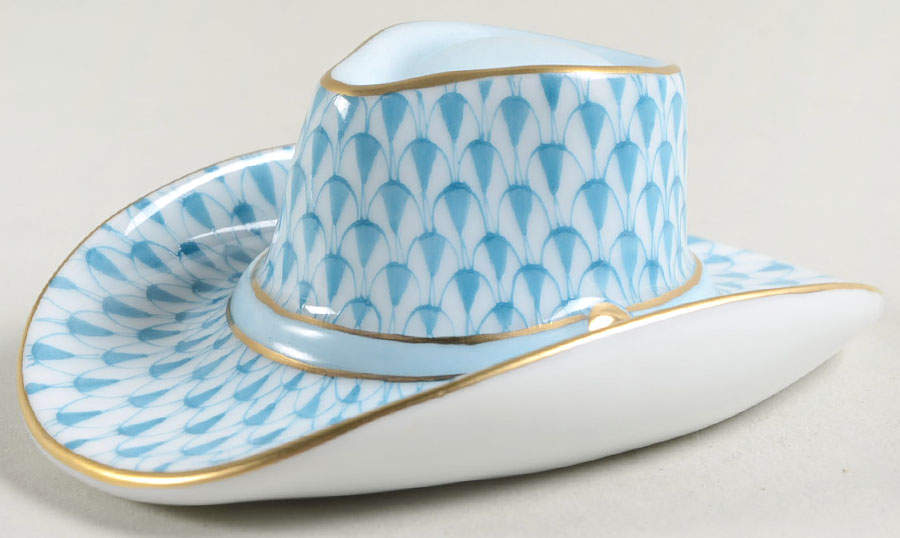 Manmade Objects Cowboy Hat-Turquoise - No Box by Herend-1