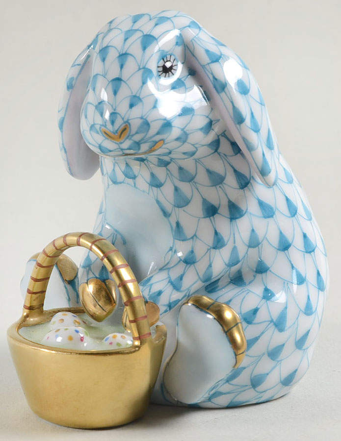 Rabbits-Bunnies (Holidays-Seasonal) Eggstravagant Rabbit-Turquoise - No Box by Herend-1