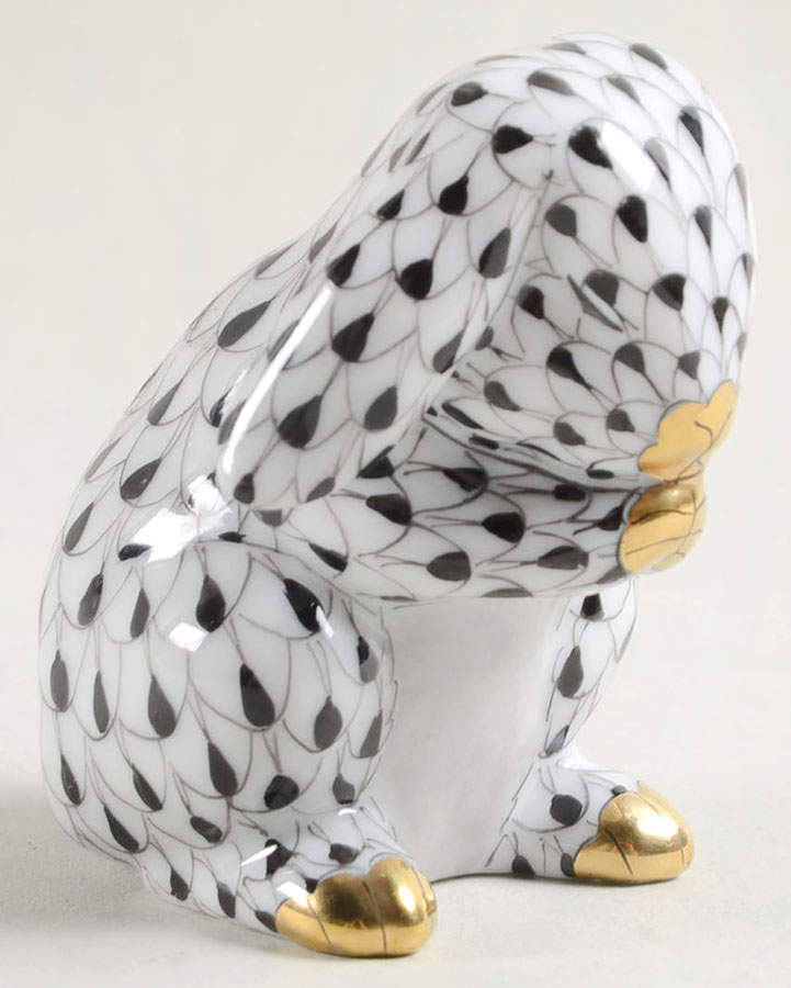 Rabbits & Bunnies (Single) Praying Bunny-Black - No Box by Herend-1