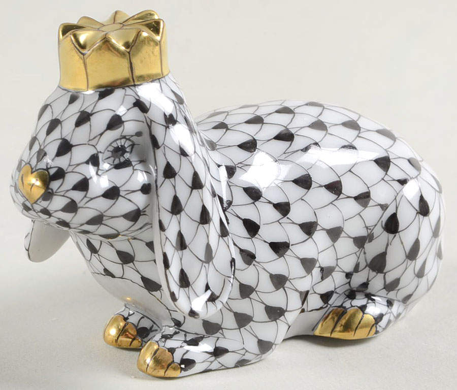 Rabbits & Bunnies (Single) Royal Bunny-Black - No Box by Herend-1