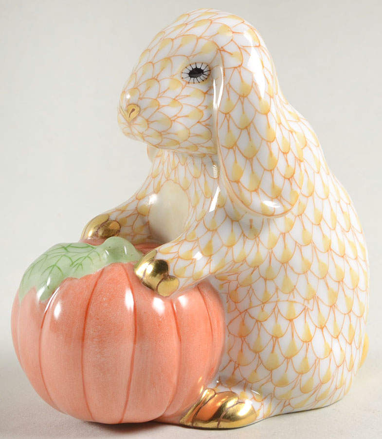 Rabbits-Bunnies (Holidays-Seasonal) Autumn Bunny-Butterscotch - No Box by Herend-1