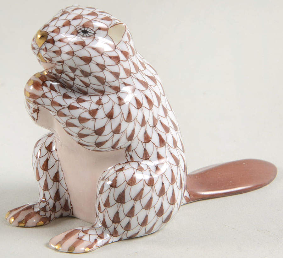Rodents Small Beaver-Chocolate - No Box by Herend-1