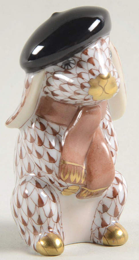 Rabbits & Bunnies (Single) Beret Bunny-Chocolate - No Box by Herend-1