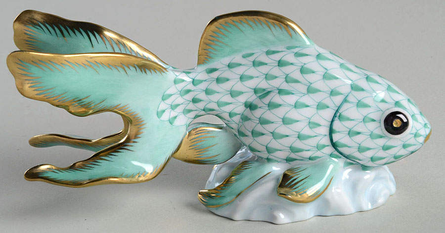 Fish Fantail Goldfish-Green - No Box by Herend-1