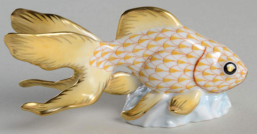 Fish Fantail Goldfish-Butterscotch - No Box by Herend-1