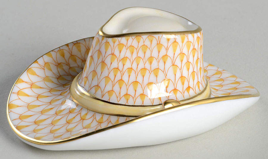Manmade Objects Cowboy Hat-Butterscotch - No Box by Herend-1