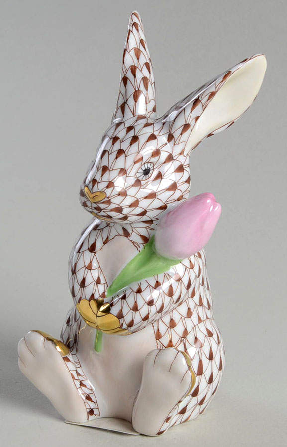 Rabbits & Bunnies (Single) Blossom Bunny-Chocolate - No Box by Herend-1