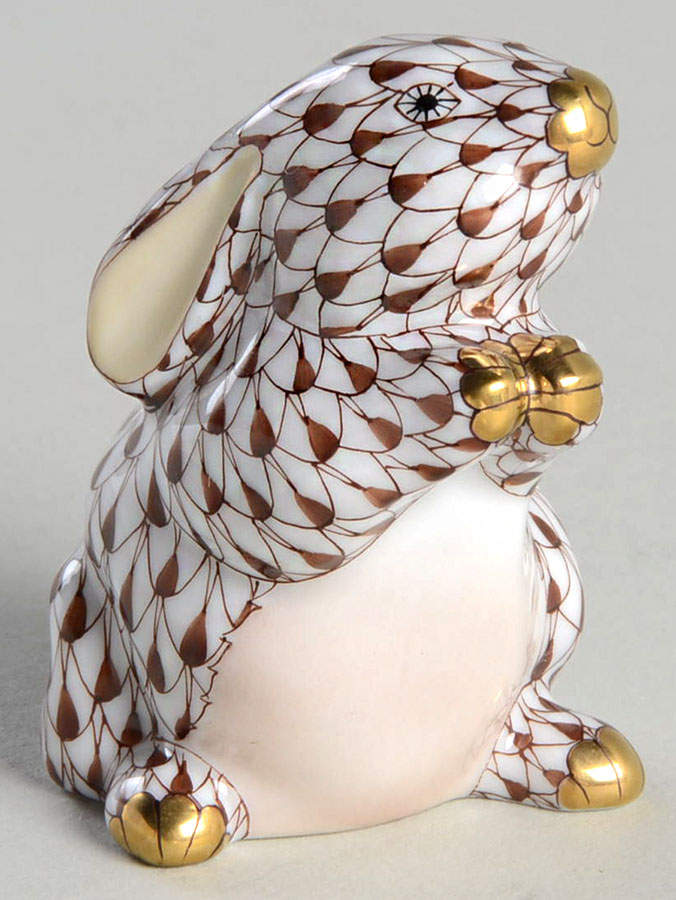 Rabbits & Bunnies (Single) Pudgy Bunny-Chocolate - No Box by Herend-1
