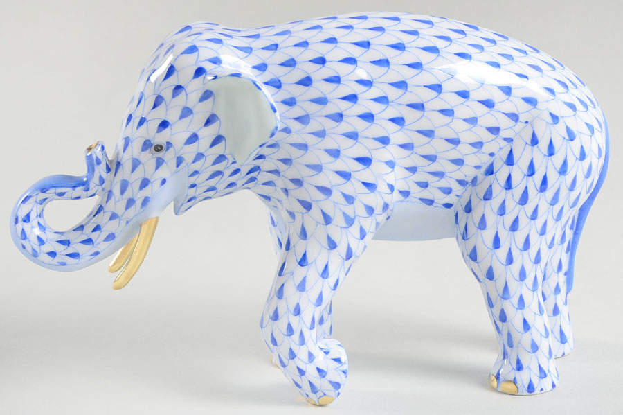 Elephants Asian Elephant-Sapphire - No Box by Herend-1