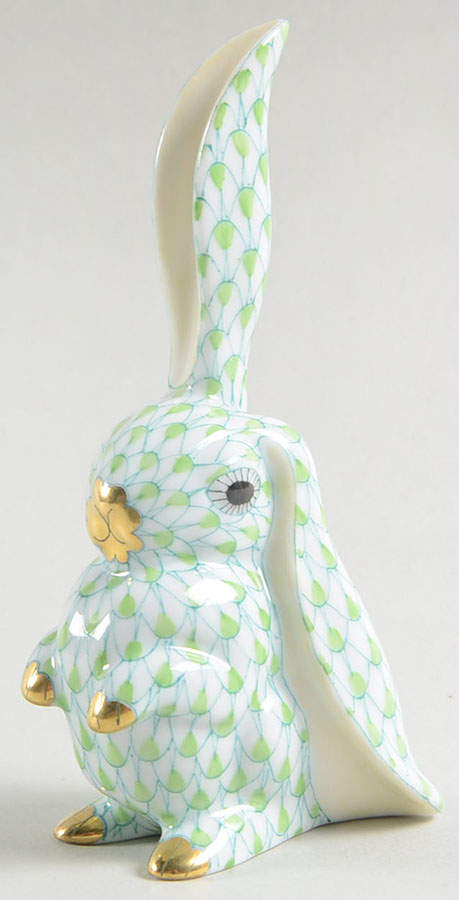 Rabbits & Bunnies (Single) Rabbit-One Ear Up/Key Lime - No Box by Herend-1