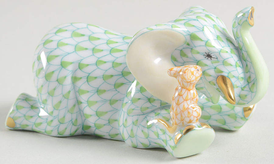 Elephants Fast Friends-Key Lime/Butterscotch - No Box by Herend-1