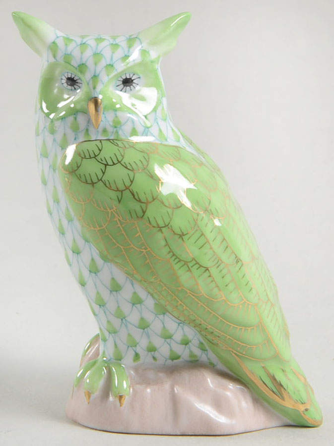 Birds of Prey Great Horned Owl-Key Lime - No Box by Herend-1