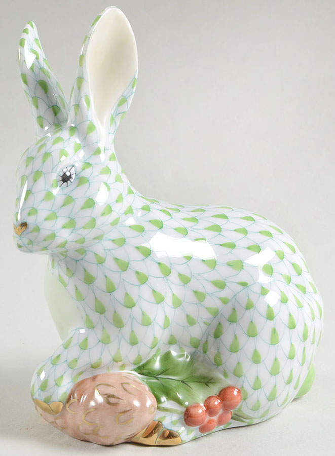 Rabbits-Bunnies (Holidays-Seasonal) Winter Bunny-Key Lime - No Box by Herend-1