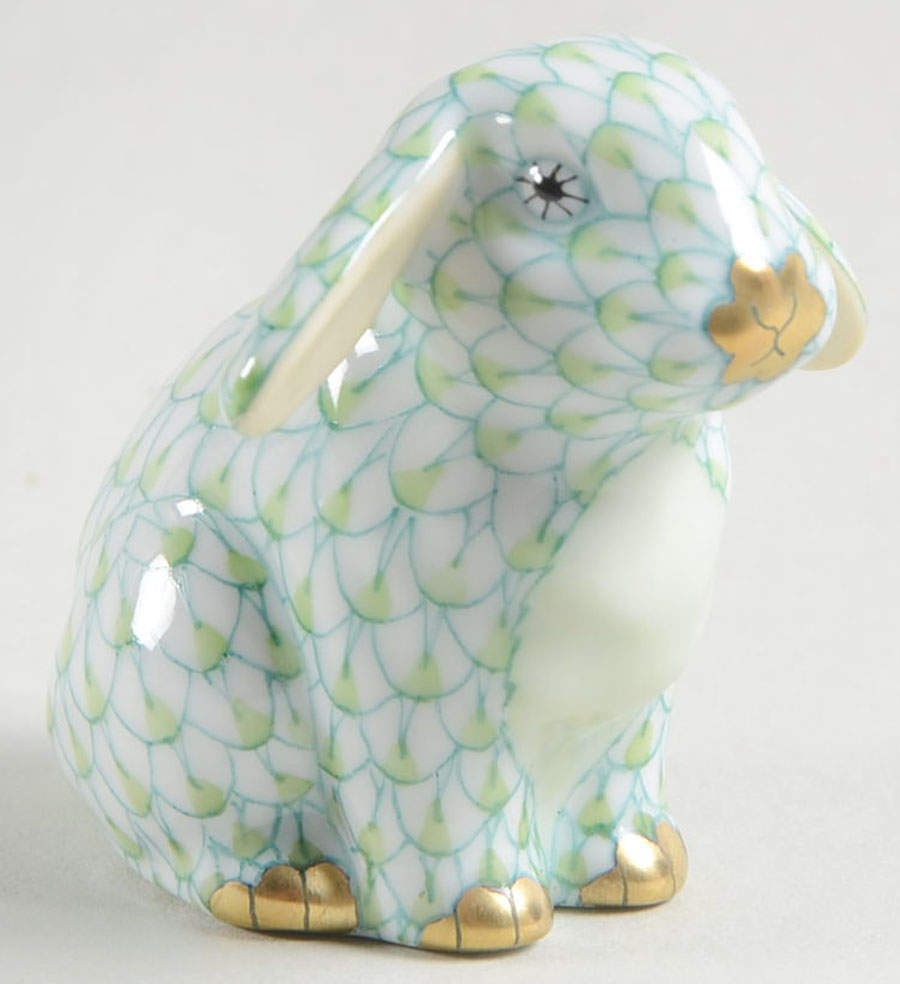 Rabbits & Bunnies (Single) Sitting Lop Ear Bunny-Key Lime - No Box by Herend-1