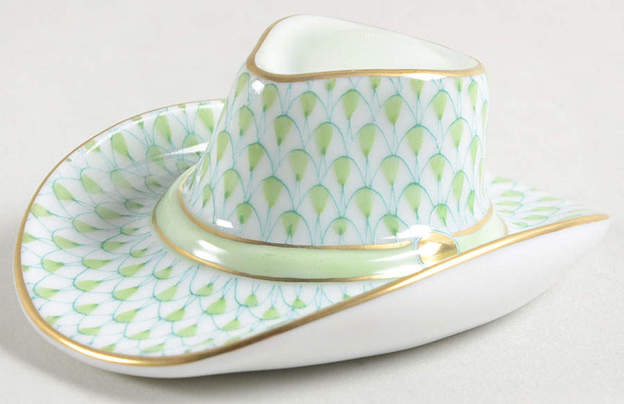 Manmade Objects Cowboy Hat-Key Lime - No Box by Herend-1