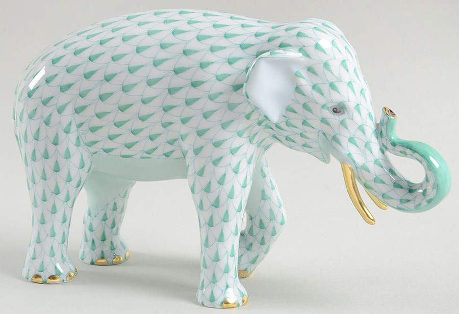 Elephants Asian Elephant-Green - No Box by Herend-1